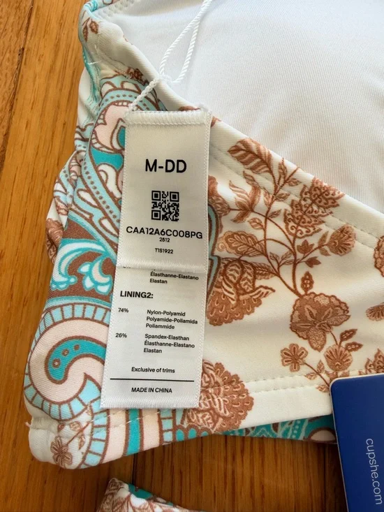 Cupshe Turquoise and Cream Paisley High-Waist Bikini - Picture 5 of 8